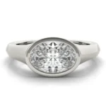 Lumina Oval Bezel Signet Engagement Ring Setting 2