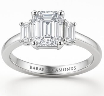 Three-Stone Diamond Engagement Ring in 18K White Gold